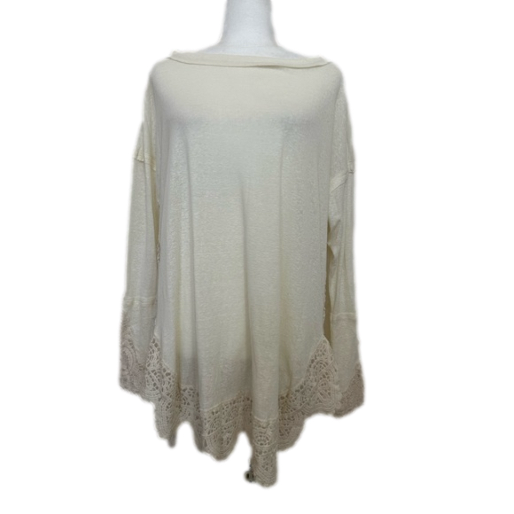 United Lovers Grace Lace Trim Tunic Ivory Lace Side Cut-Outs
